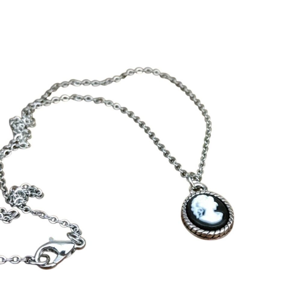 Petite Cameo pendant with silver chain necklace